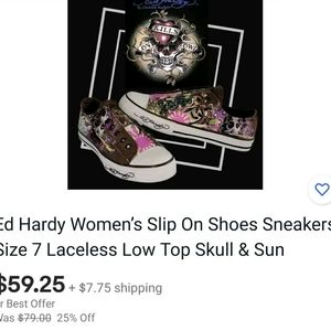 Ed Hardy Women’s Slip On Shoes Sneakers Size 7 Lac